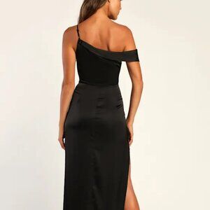 Black Maxi Satin Dress Lulus